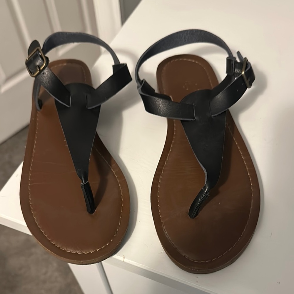 Women's Black and Brown Sandals